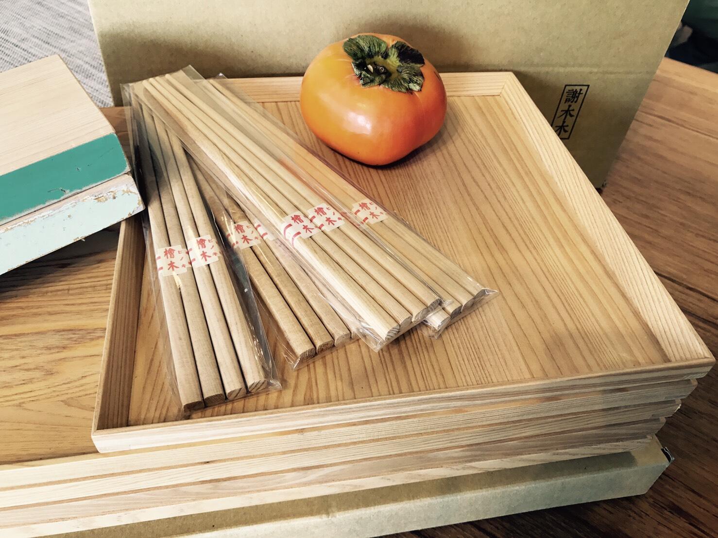 台灣檜木 木筷與茶盤