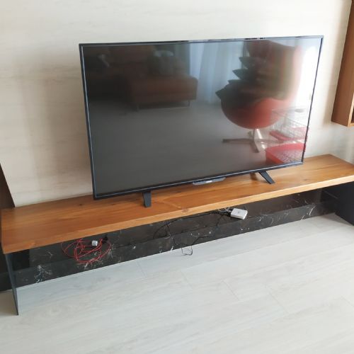 緬甸柚木+鐵件電視層板